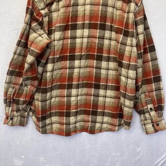Timberland Flannel Button Up Shirt Mens 2XL Brown Red Plaid Pocket Classic Fall - Picture 15 of 15